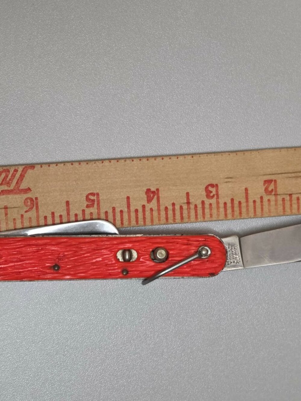 vintage schrade walden mc1 military orange folding knife usa - Picture 7 of 8